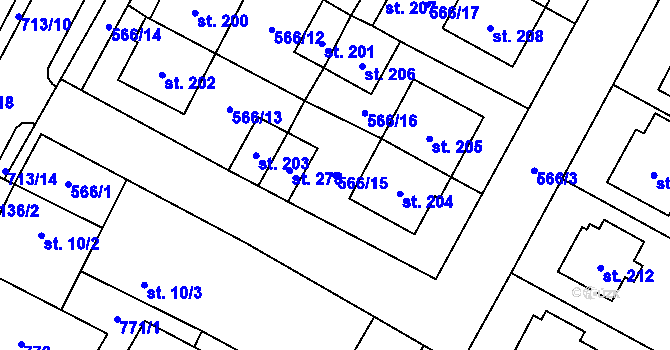 Parcela st. 566/15 v KÚ Krahulčí u Telče, Katastrální mapa