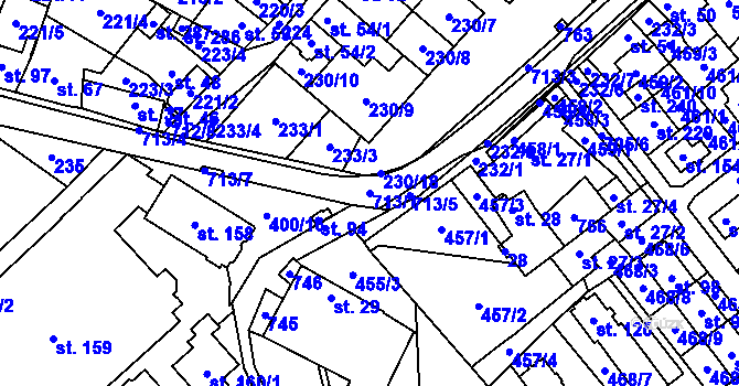 Parcela st. 713/1 v KÚ Krahulčí u Telče, Katastrální mapa