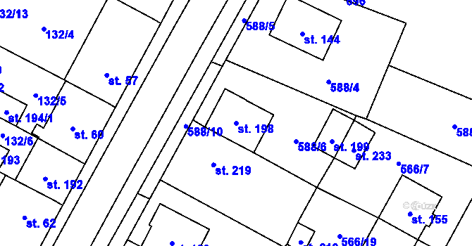 Parcela st. 198 v KÚ Krahulčí u Telče, Katastrální mapa