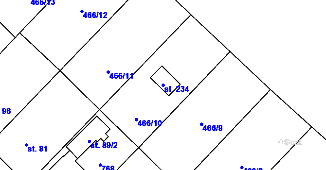 Parcela st. 234 v KÚ Krahulčí u Telče, Katastrální mapa