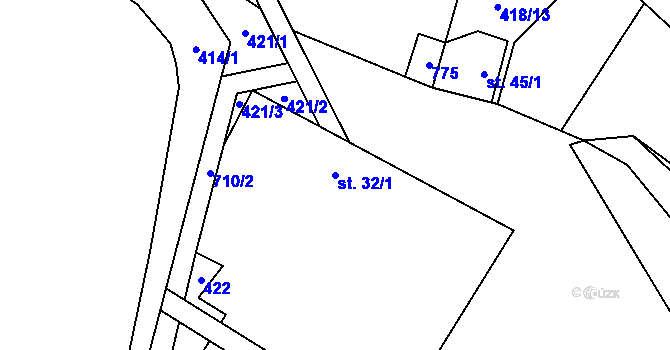 Parcela st. 32/1 v KÚ Krahulčí u Telče, Katastrální mapa