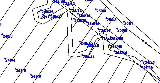 Parcela st. 248/40 v KÚ Krahulčí u Telče, Katastrální mapa