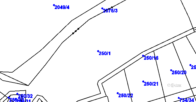 Parcela st. 250/1 v KÚ Krahulčí u Telče, Katastrální mapa