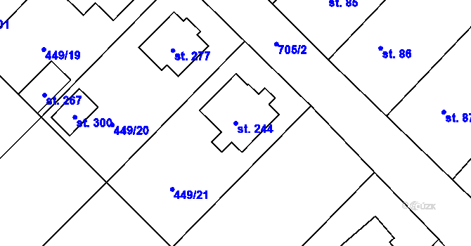 Parcela st. 244 v KÚ Krahulčí u Telče, Katastrální mapa