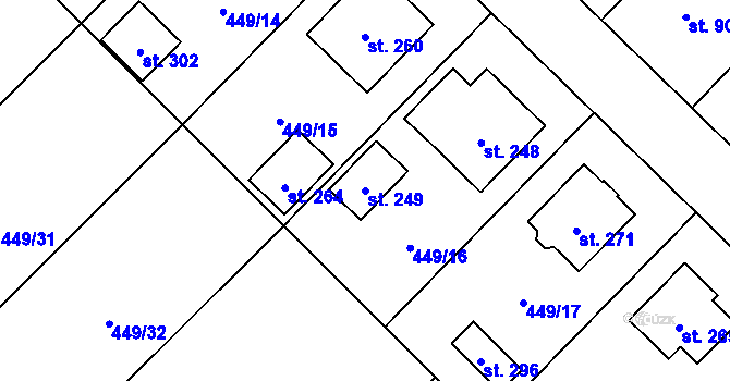 Parcela st. 249 v KÚ Krahulčí u Telče, Katastrální mapa