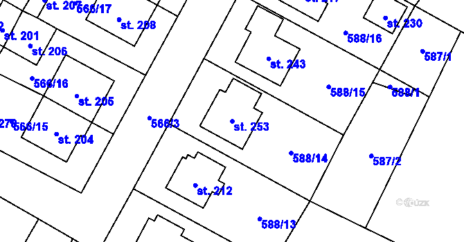 Parcela st. 253 v KÚ Krahulčí u Telče, Katastrální mapa