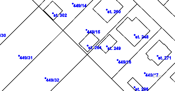 Parcela st. 264 v KÚ Krahulčí u Telče, Katastrální mapa
