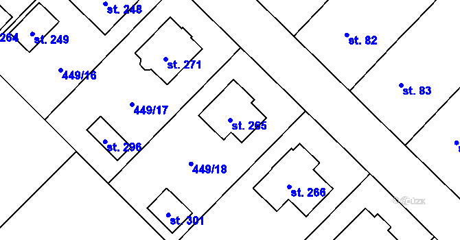 Parcela st. 265 v KÚ Krahulčí u Telče, Katastrální mapa