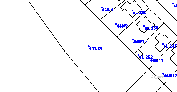 Parcela st. 449/28 v KÚ Krahulčí u Telče, Katastrální mapa