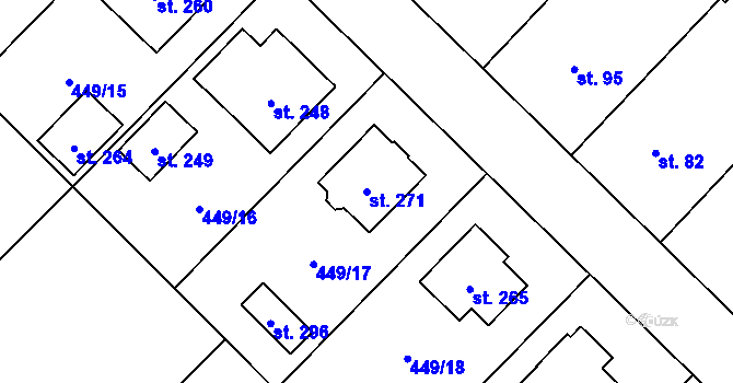 Parcela st. 271 v KÚ Krahulčí u Telče, Katastrální mapa