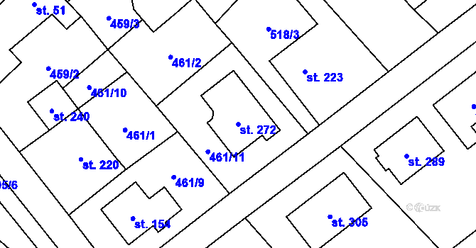 Parcela st. 272 v KÚ Krahulčí u Telče, Katastrální mapa