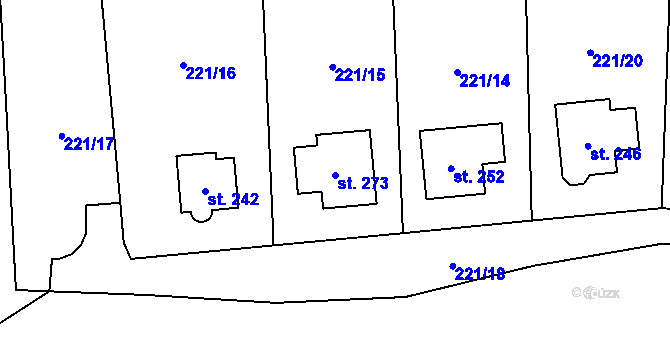 Parcela st. 273 v KÚ Krahulčí u Telče, Katastrální mapa