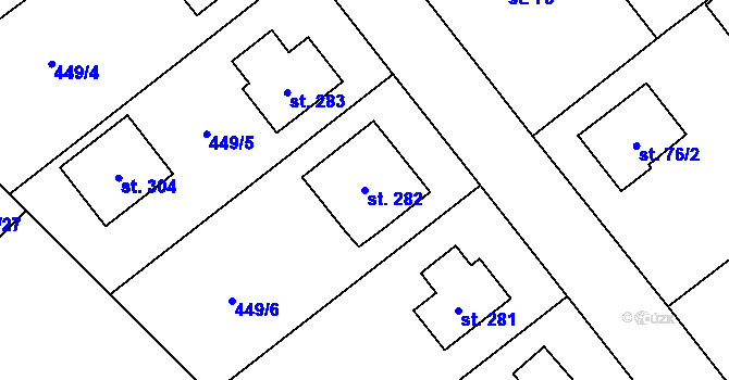 Parcela st. 282 v KÚ Krahulčí u Telče, Katastrální mapa