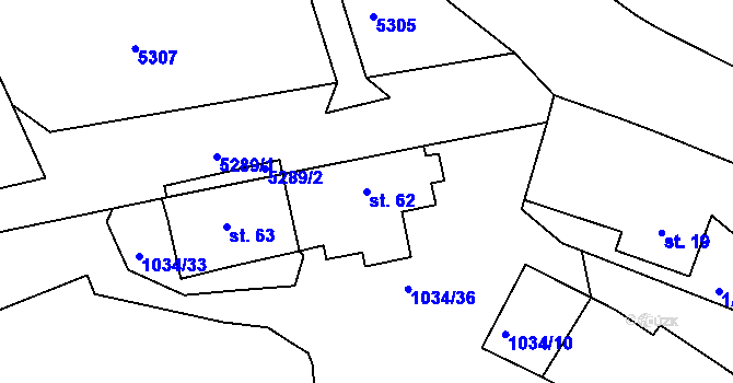Parcela st. 62 v KÚ Krahulov, Katastrální mapa