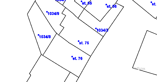 Parcela st. 75 v KÚ Krahulov, Katastrální mapa
