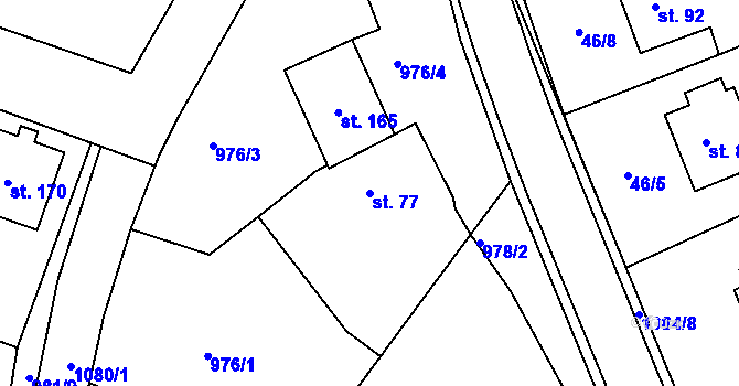 Parcela st. 77 v KÚ Krahulov, Katastrální mapa