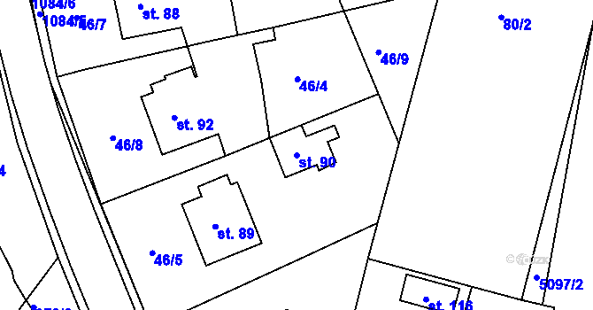 Parcela st. 90 v KÚ Krahulov, Katastrální mapa