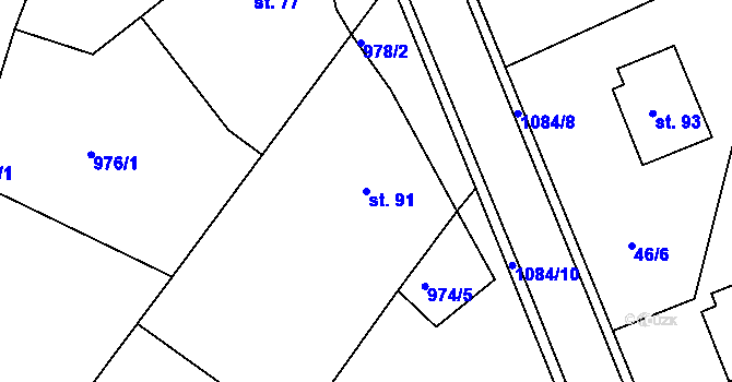 Parcela st. 91 v KÚ Krahulov, Katastrální mapa