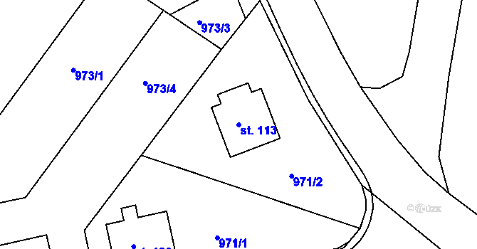Parcela st. 113 v KÚ Krahulov, Katastrální mapa