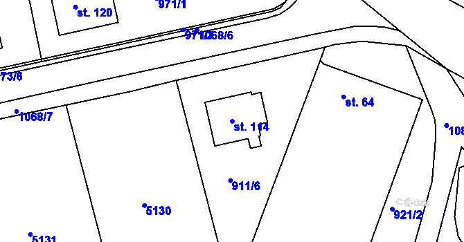 Parcela st. 114 v KÚ Krahulov, Katastrální mapa