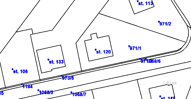 Parcela st. 120 v KÚ Krahulov, Katastrální mapa