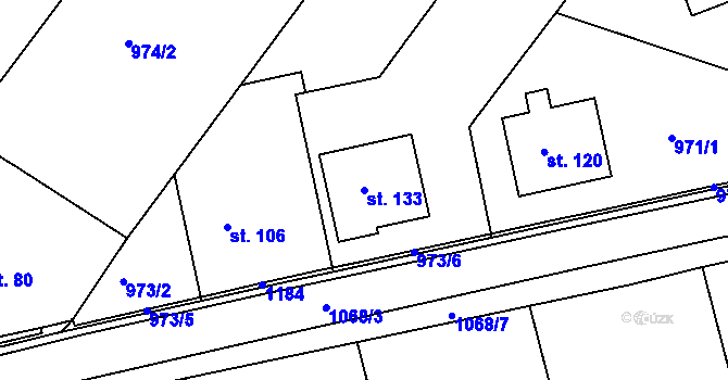 Parcela st. 133 v KÚ Krahulov, Katastrální mapa