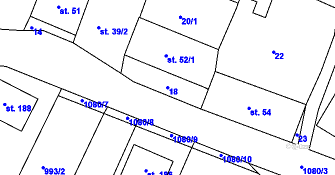 Parcela st. 18 v KÚ Krahulov, Katastrální mapa