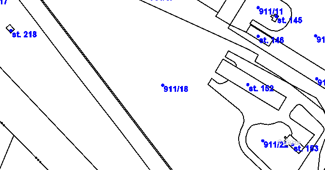 Parcela st. 911/18 v KÚ Krahulov, Katastrální mapa