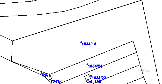 Parcela st. 1034/14 v KÚ Krahulov, Katastrální mapa