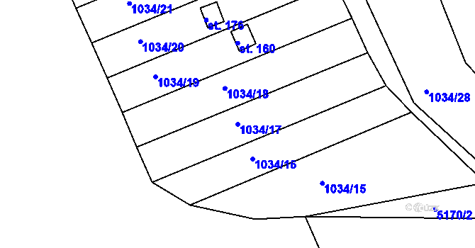 Parcela st. 1034/17 v KÚ Krahulov, Katastrální mapa