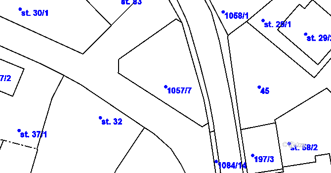 Parcela st. 1057/7 v KÚ Krahulov, Katastrální mapa
