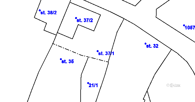 Parcela st. 37/1 v KÚ Krahulov, Katastrální mapa