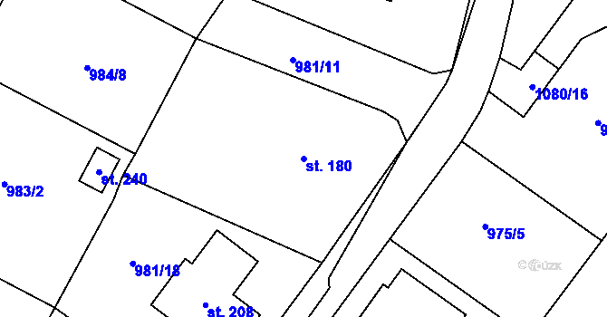 Parcela st. 180 v KÚ Krahulov, Katastrální mapa