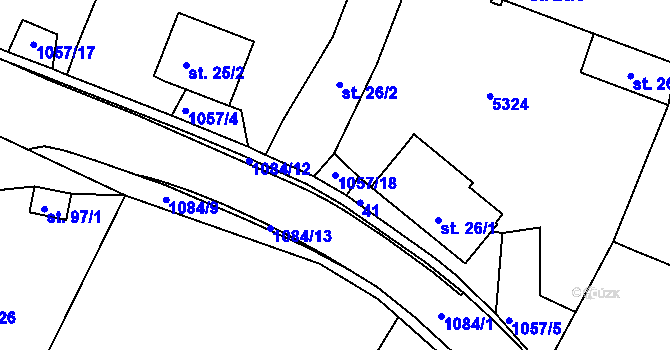 Parcela st. 1057/18 v KÚ Krahulov, Katastrální mapa