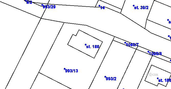 Parcela st. 188 v KÚ Krahulov, Katastrální mapa
