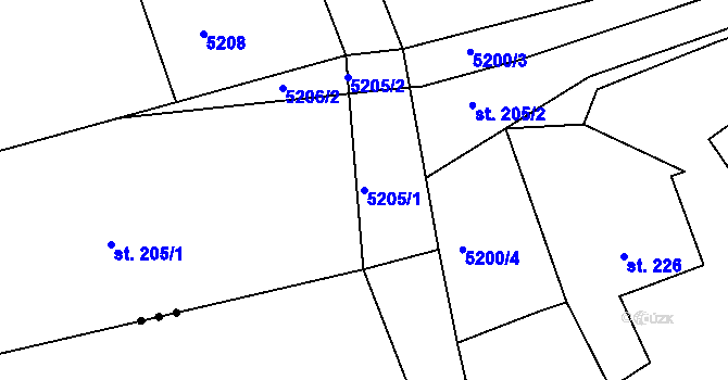 Parcela st. 5205/1 v KÚ Krahulov, Katastrální mapa