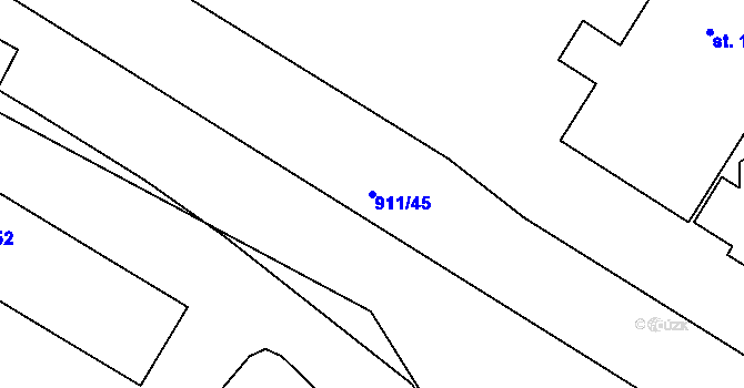 Parcela st. 911/45 v KÚ Krahulov, Katastrální mapa