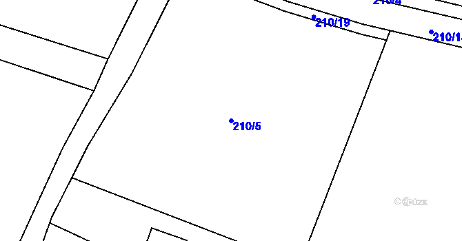 Parcela st. 210/5 v KÚ Hrádek u Krajkové, Katastrální mapa