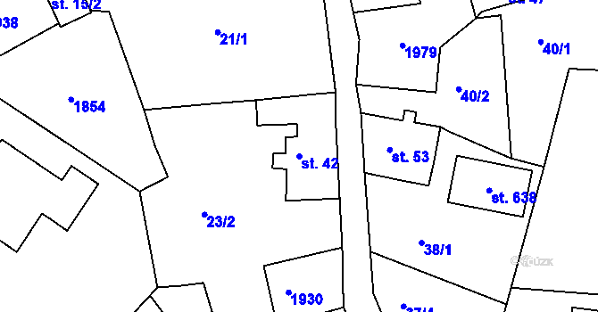 Parcela st. 42 v KÚ Krajková, Katastrální mapa