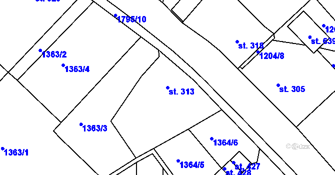 Parcela st. 313 v KÚ Krajková, Katastrální mapa