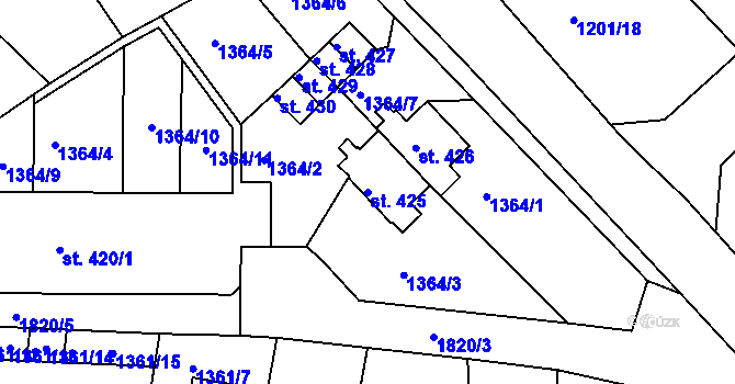 Parcela st. 425 v KÚ Krajková, Katastrální mapa