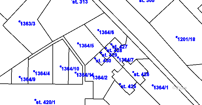 Parcela st. 429 v KÚ Krajková, Katastrální mapa
