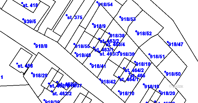Parcela st. 463/3 v KÚ Krajková, Katastrální mapa