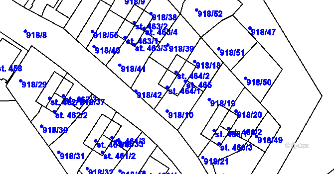 Parcela st. 464/1 v KÚ Krajková, Katastrální mapa