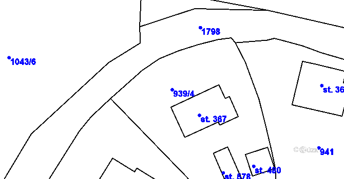 Parcela st. 939/4 v KÚ Krajková, Katastrální mapa