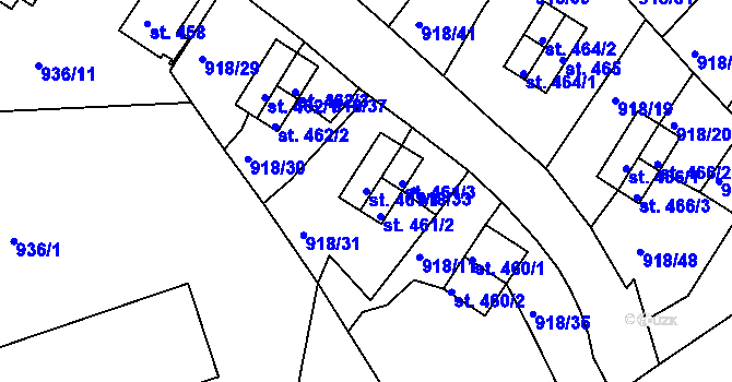 Parcela st. 461/1 v KÚ Krajková, Katastrální mapa