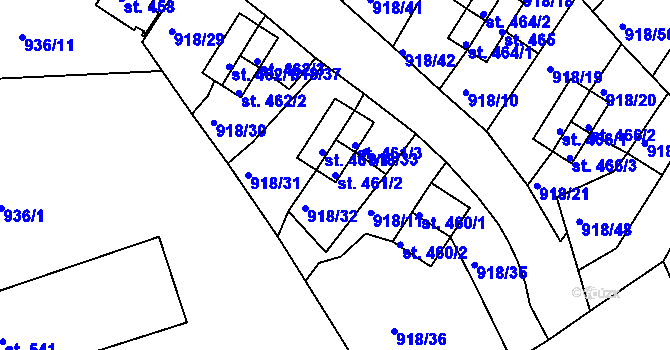Parcela st. 461/2 v KÚ Krajková, Katastrální mapa