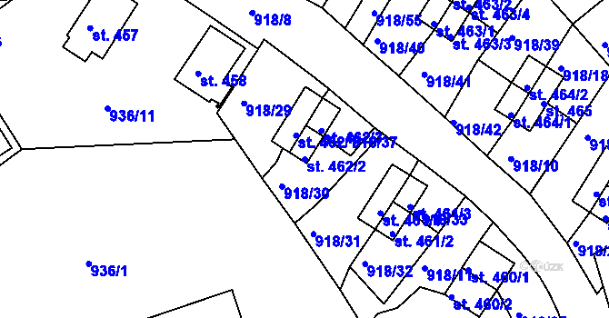 Parcela st. 462/2 v KÚ Krajková, Katastrální mapa