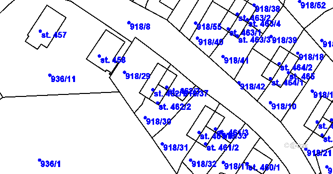 Parcela st. 462/3 v KÚ Krajková, Katastrální mapa