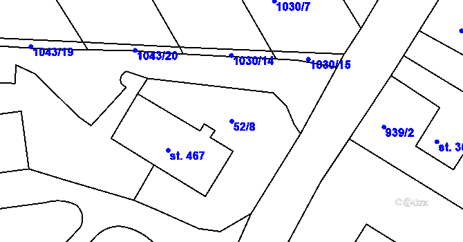Parcela st. 52/8 v KÚ Krajková, Katastrální mapa